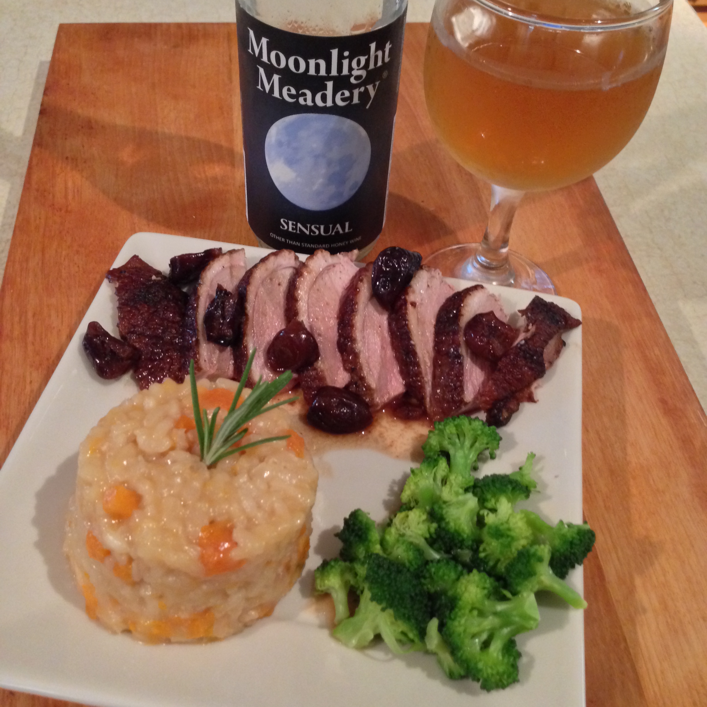 Cherry-wood Smoked Duck Breast with Sweet Potato Risotto