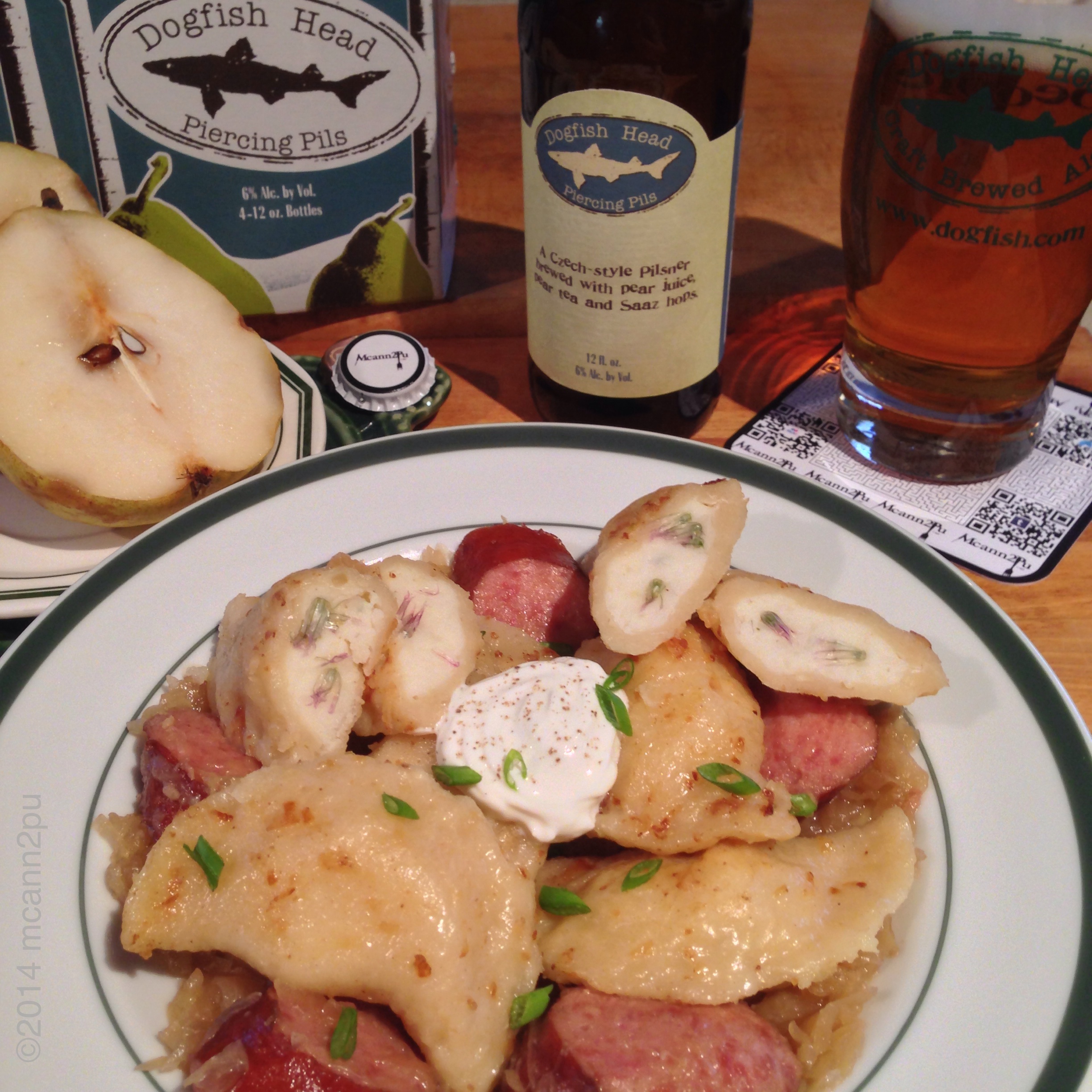 Kielbasa and Potato-Chive Pierogi