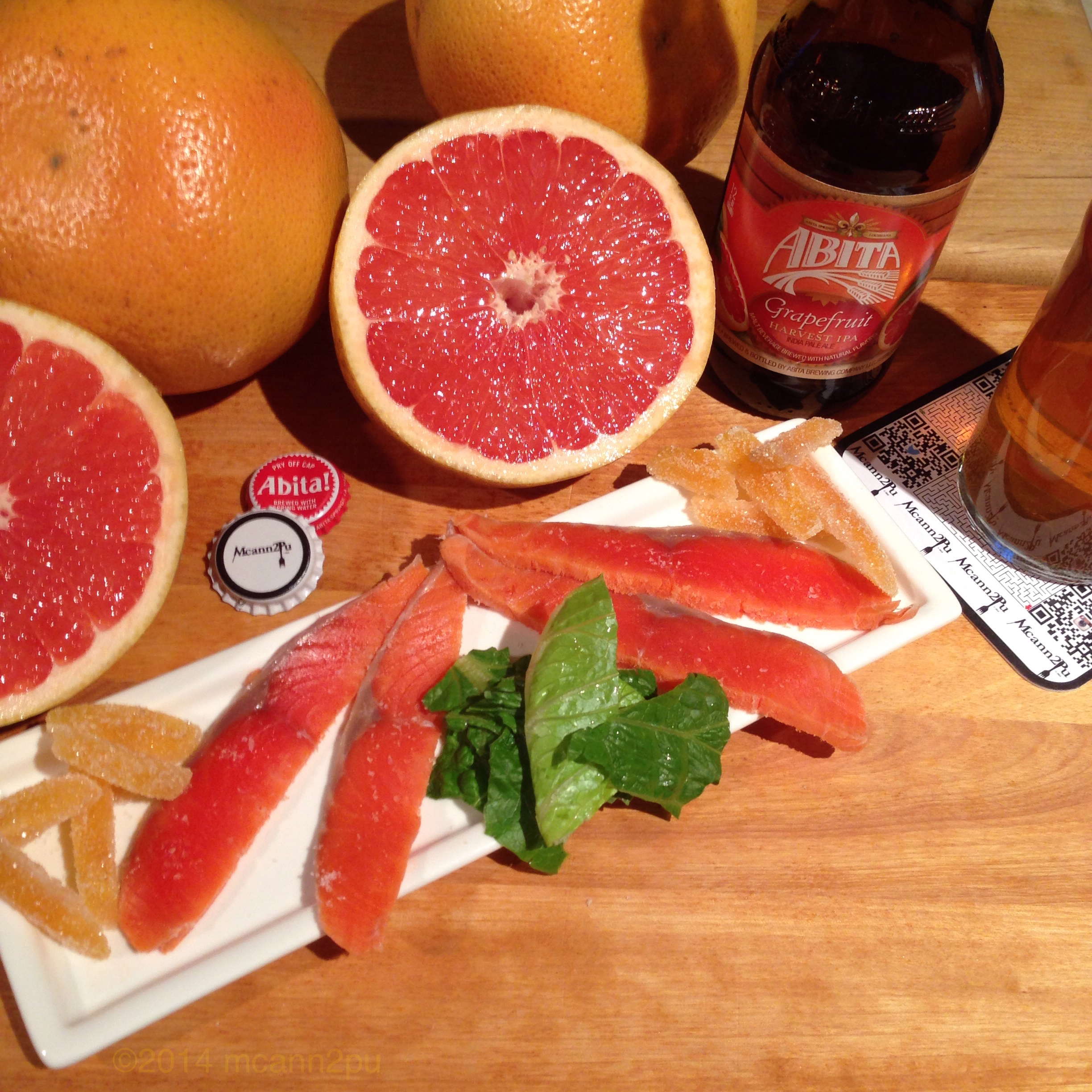 Grapefruit Cured Salmon with Candied Grapefruit Peel
