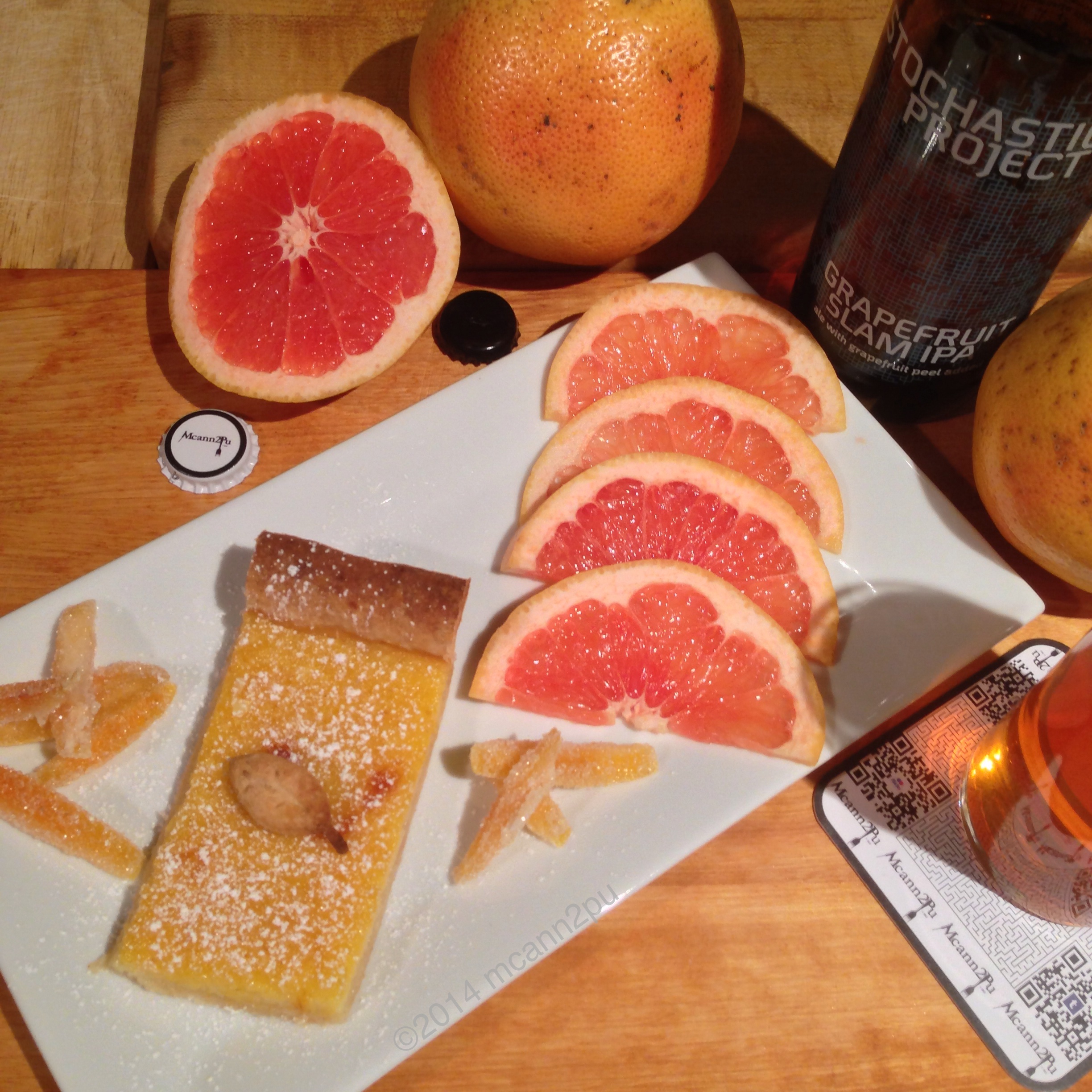 Grapefruit Bars with Candied Grapefruit Peel