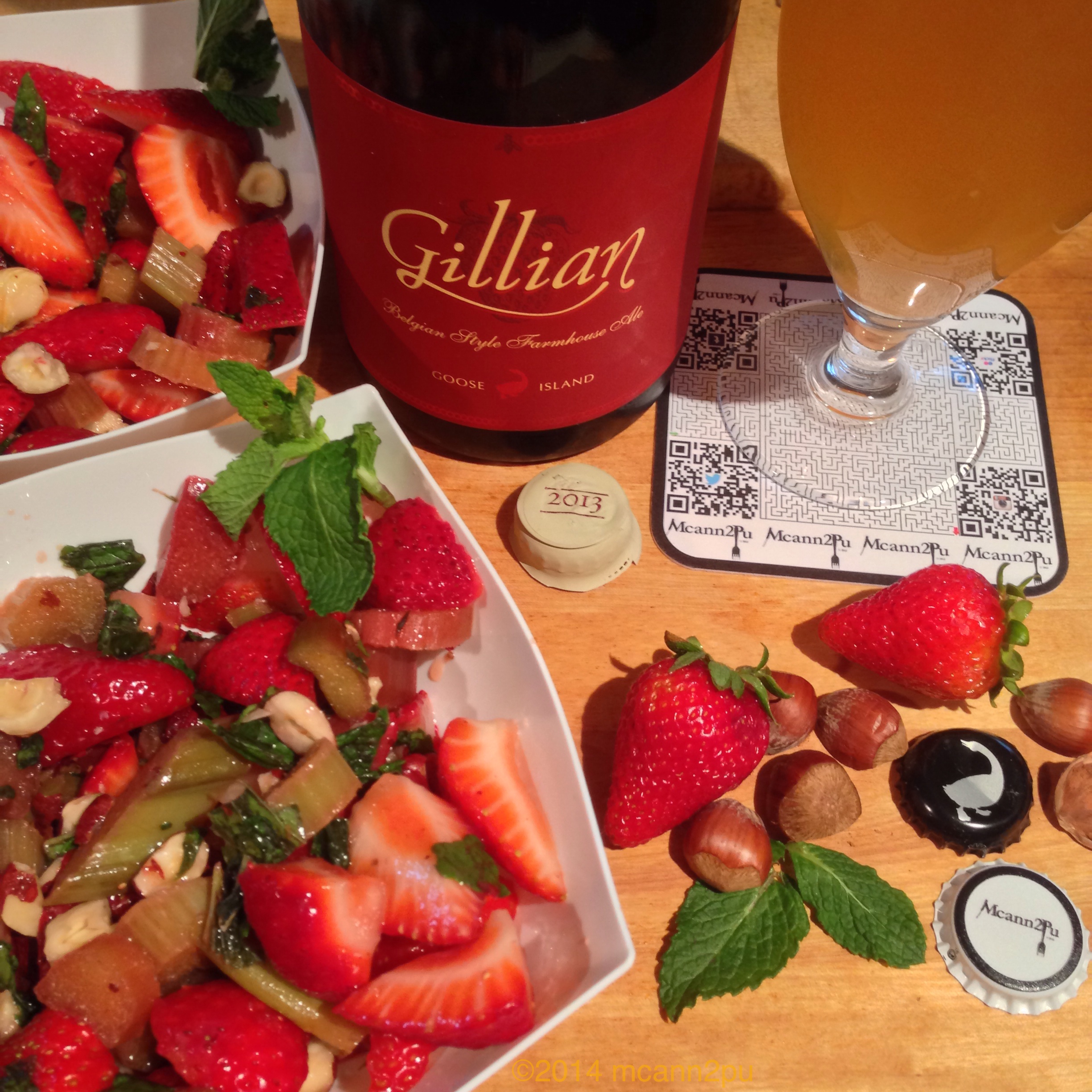 Strawberry Rhubarb Salad with Mint and Hazelnut