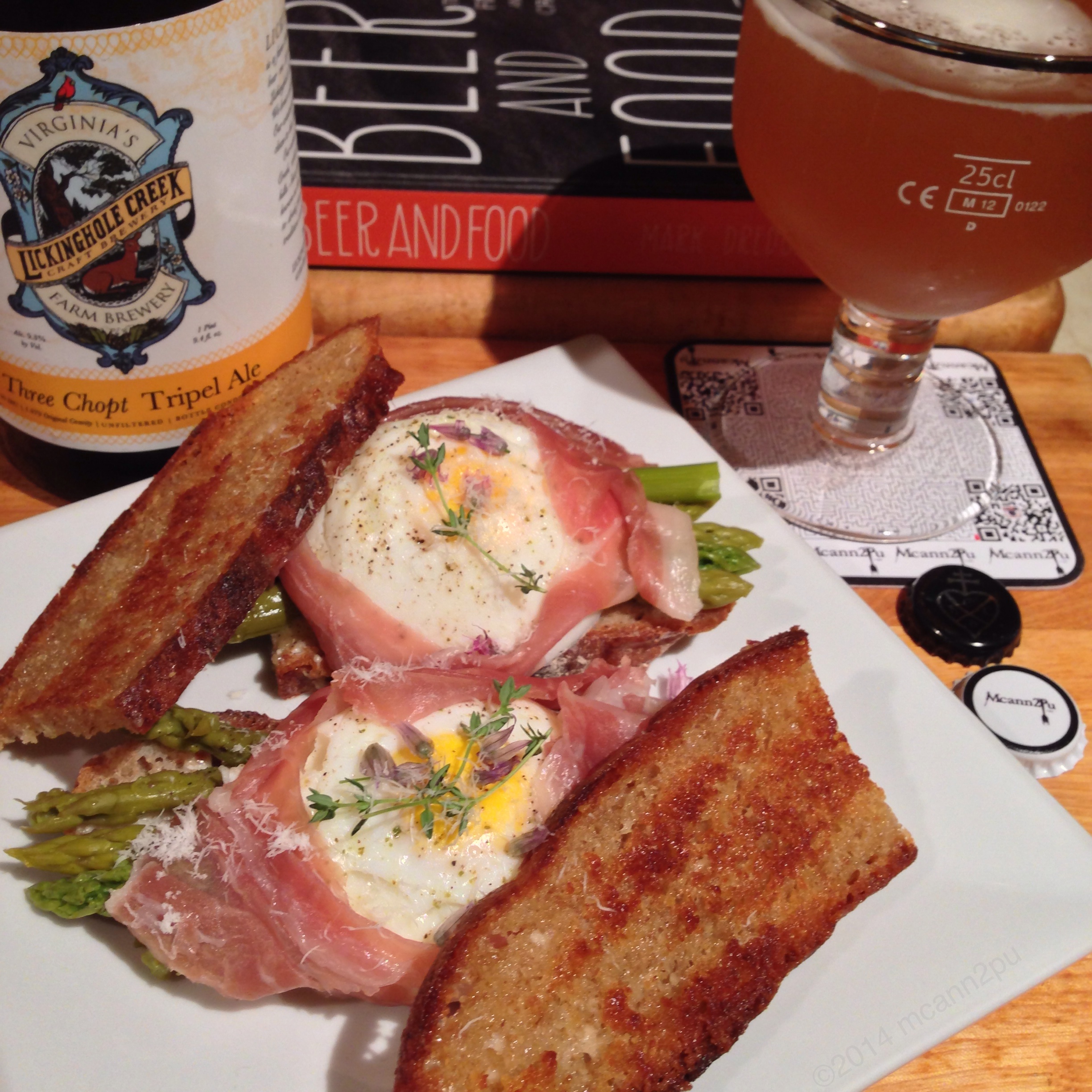 Asparagus, Poached Egg, Prosciutto, and Fontina Cheese Sandwich