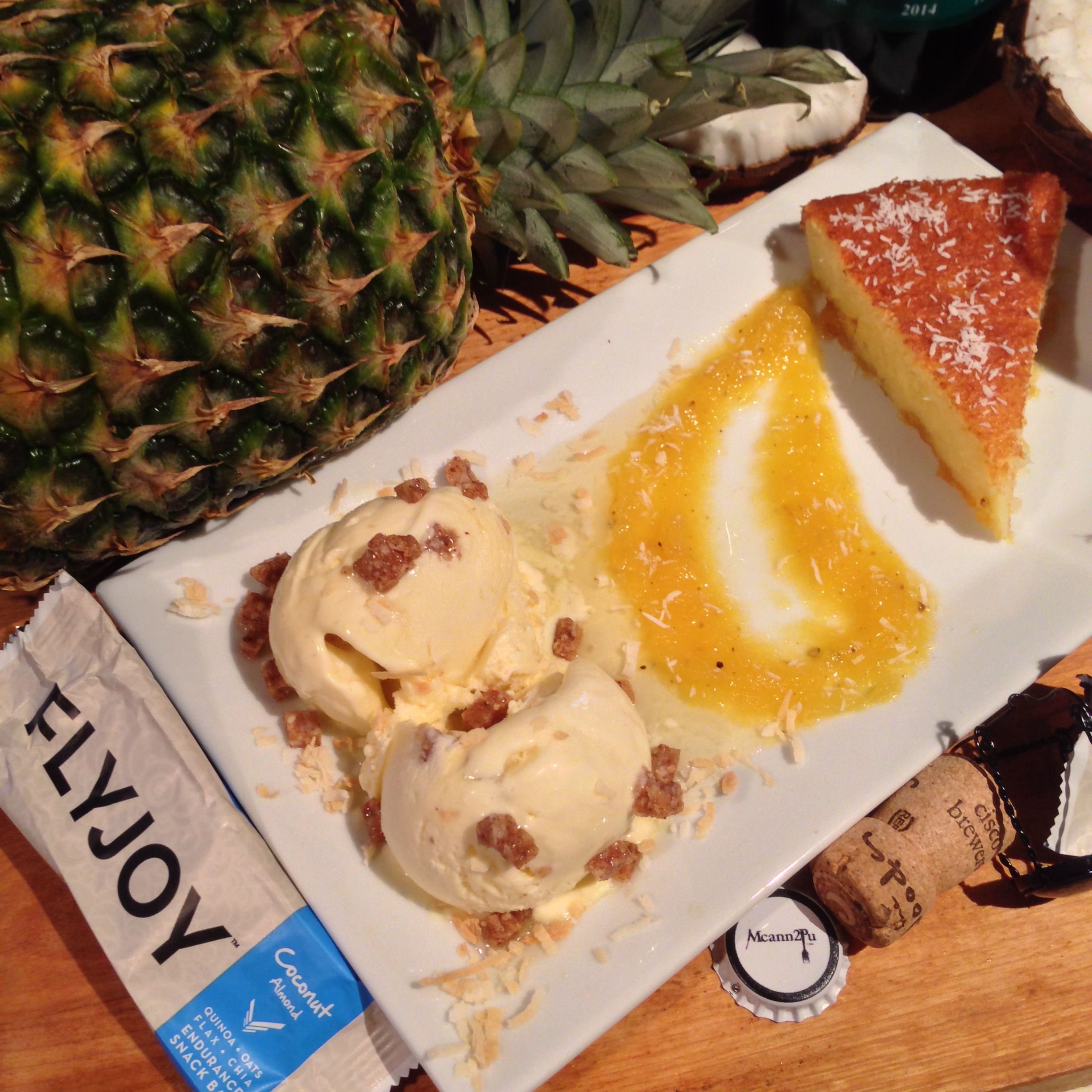 Pineapple-Jell Bottomed Coconut Cream Pie with Coconut Ice Cream