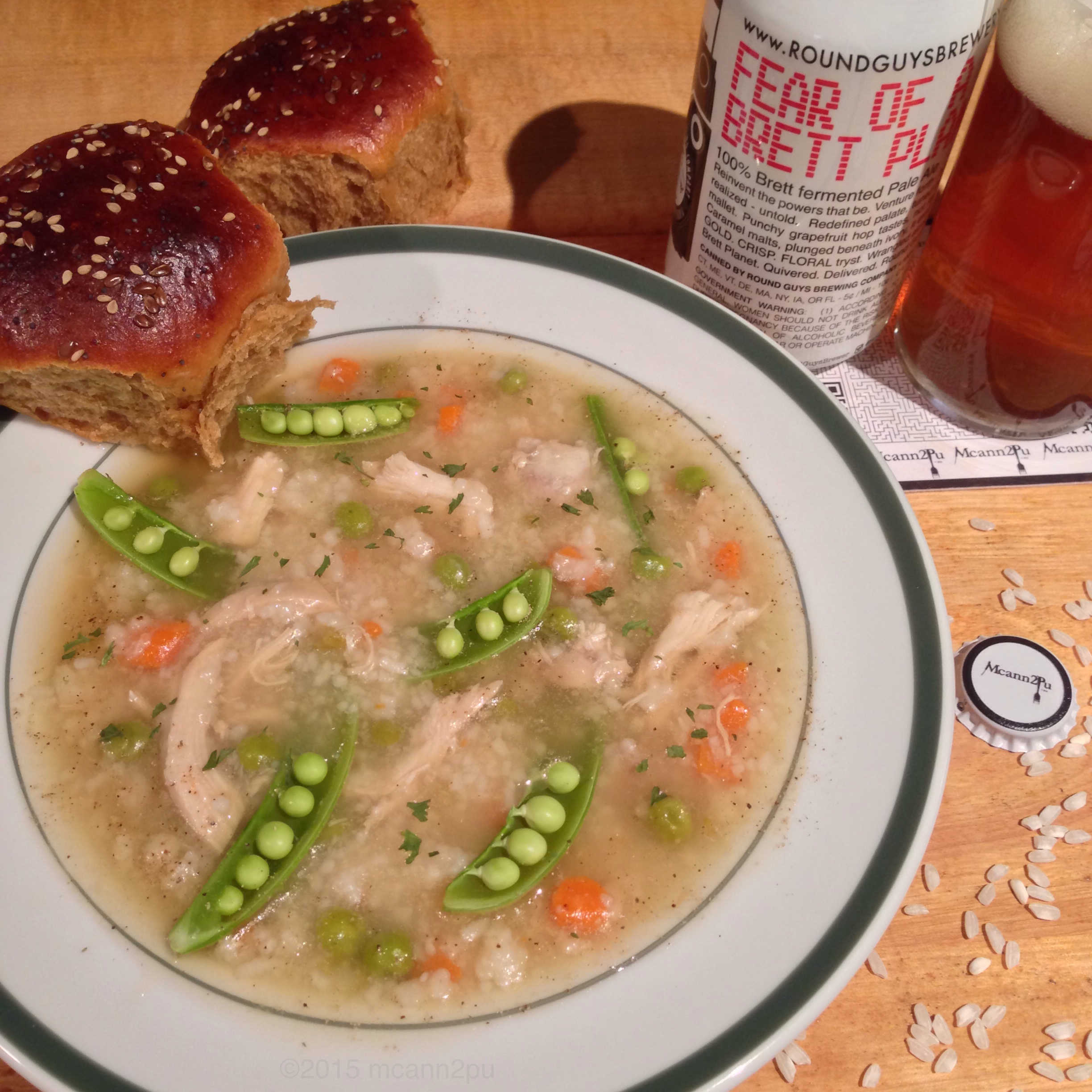 Chicken and Rice Soup and Molasses Dinner Rolls