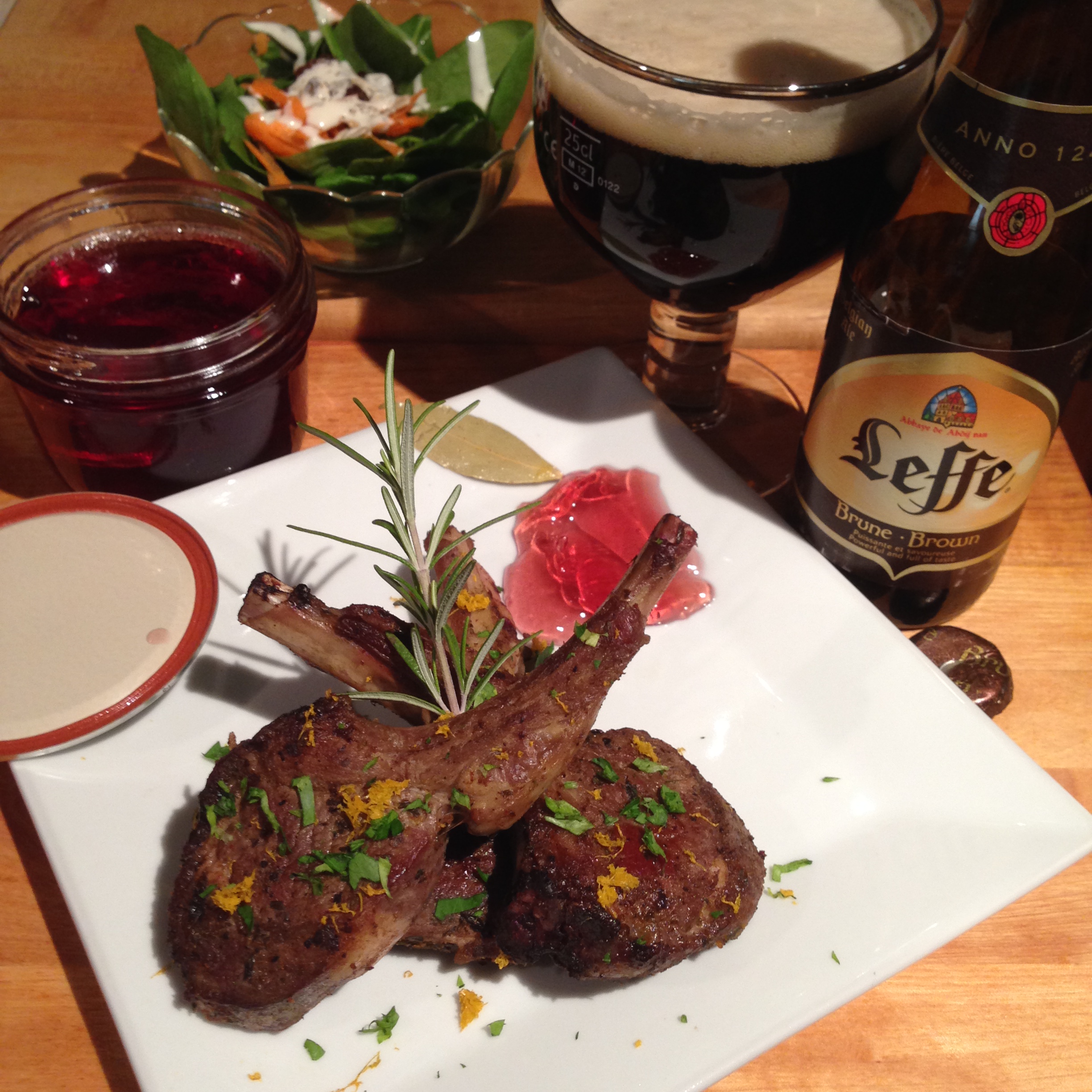 Ras El Hanout Lamb Rib Chops with homemade Red Wine and Bay Leaf Jelly