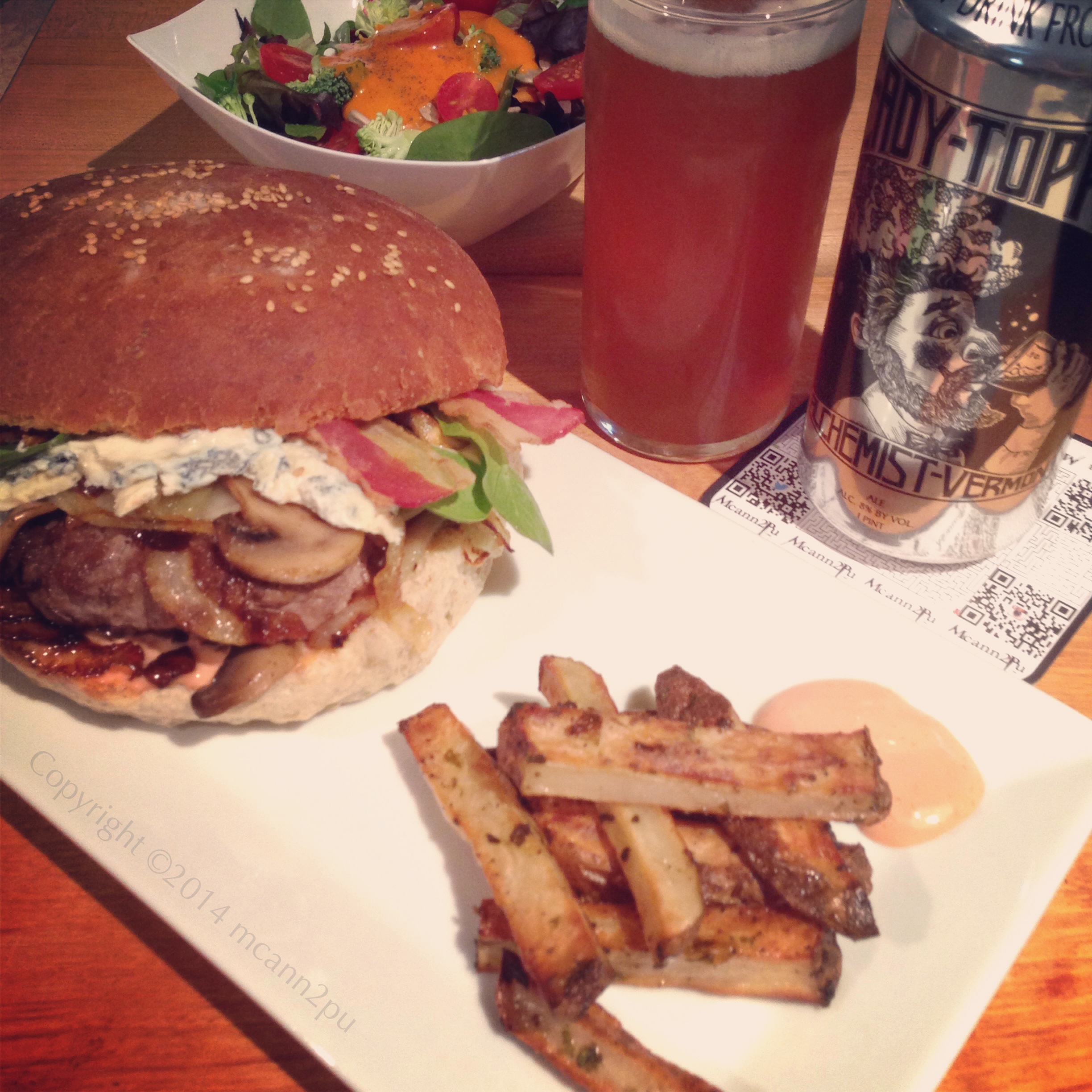 Blue Cheese and Bacon Burger with Fries