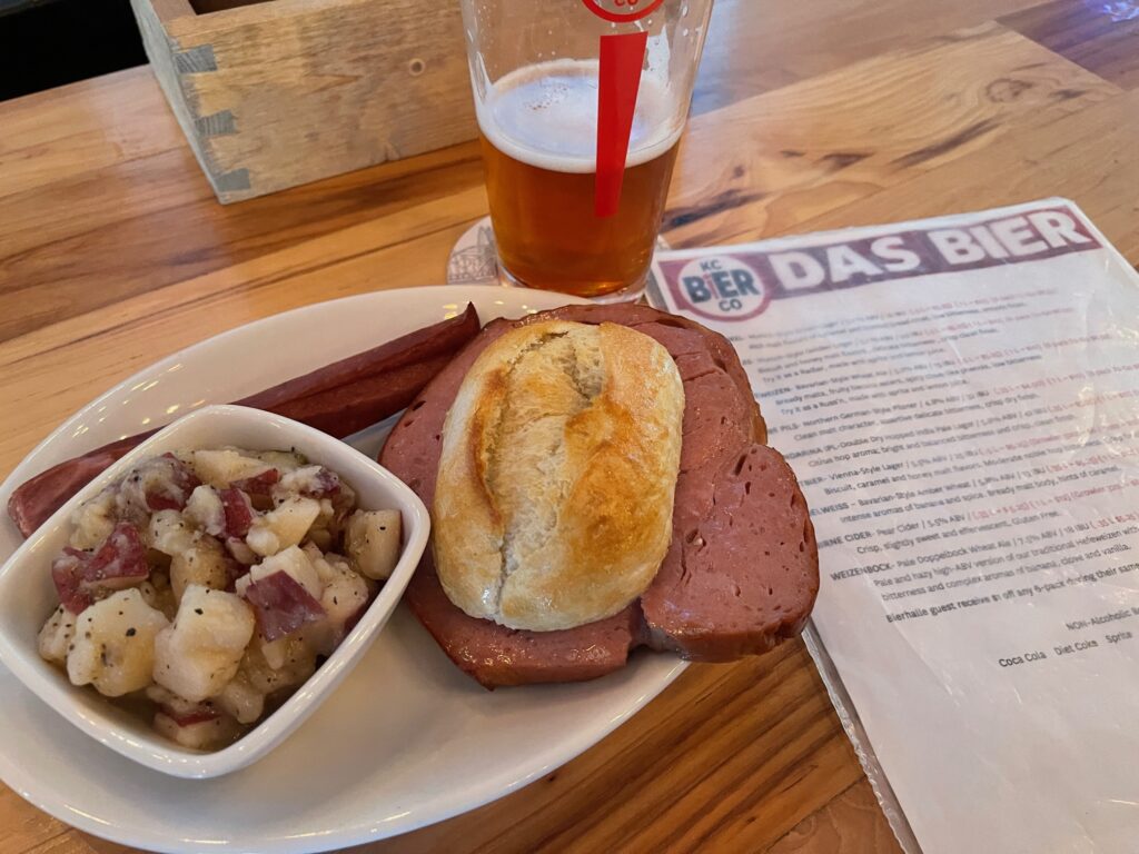 Leberkase and some Pfefferjager & Landjager at KC Beir Co.’s Bierhalle & Biergarten