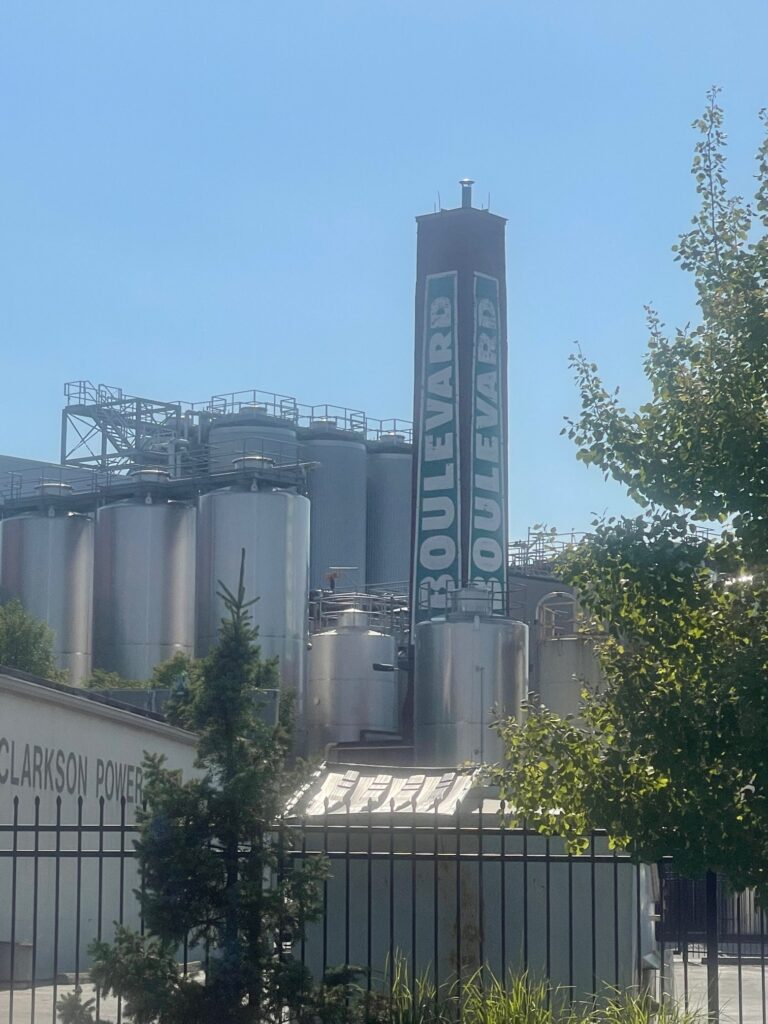 the famous smoke stack at Boulevard Brewing Co’s Tours & Recreation Center 