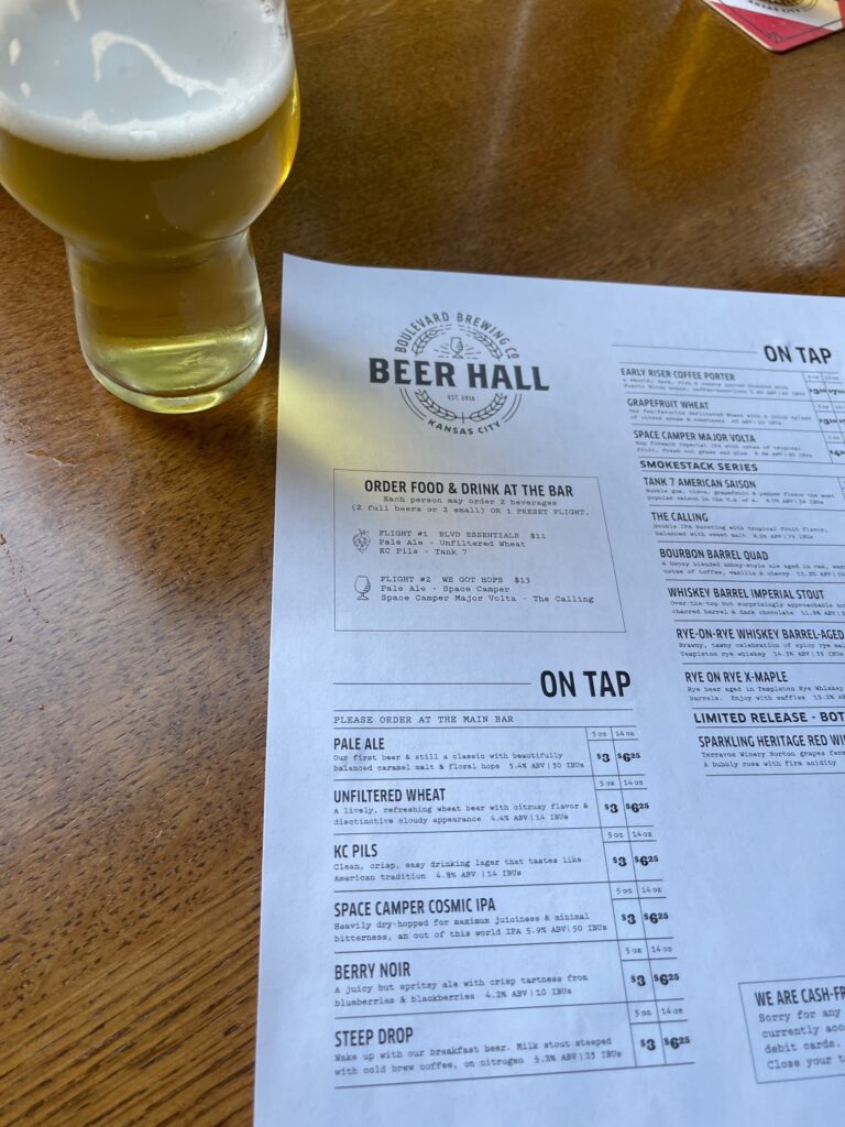 the Beer Hall at Boulevard Brewing Co’s Tours & Recreation Center 